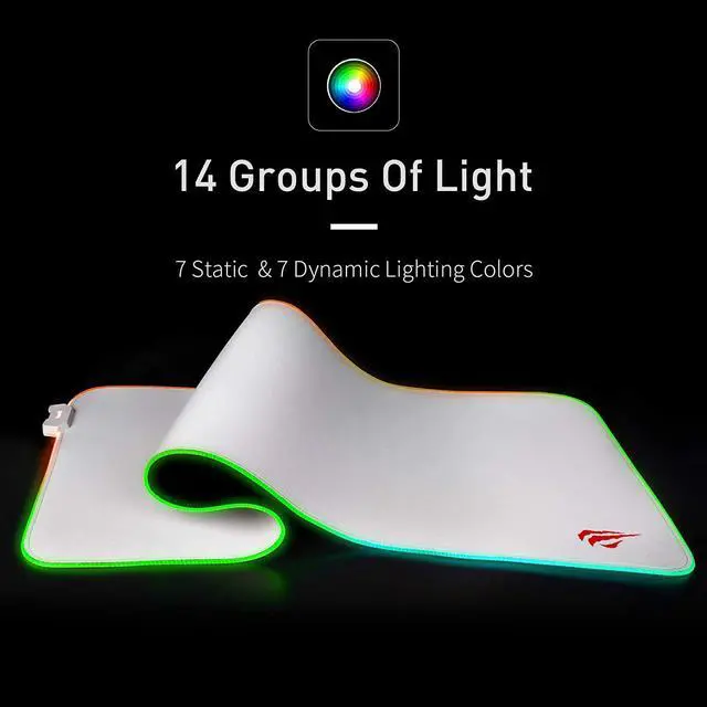 Alt view image 2 of 7 - Havit RGB Gaming Mouse Pad Soft Non-Slip Rubber Base Mouse Mat for Laptop Computer PC Games (31.5 X 11.8 X 0.16 inches, White)