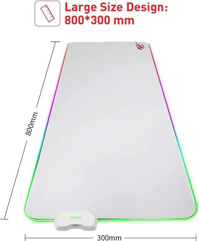 Alt view image 6 of 7 - Havit RGB Gaming Mouse Pad Soft Non-Slip Rubber Base Mouse Mat for Laptop Computer PC Games (31.5 X 11.8 X 0.16 inches, White)