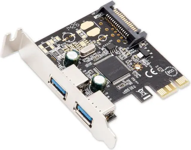 Alt view image 2 of 7 - Syba SD-PEX20158 PCI Express Card x1 with USB 3.0 Type A 2 Ports Super Speed and 15-Pin Power Connector Eltron Chipset