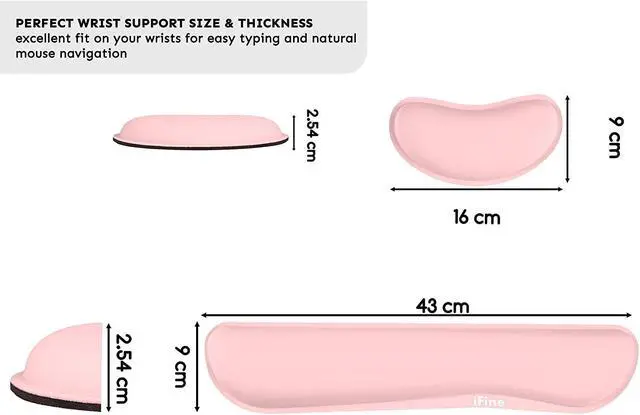 Alt view image 3 of 7 - iFine Upgrade Cleanable PU Leather Keyboard Wrist Rest Pad & Mouse Wrist Cushion Support for School, Office, Home, Computer, Laptop, Mac, Waterproof Lightweight Comfortable Pain Relief Typing -Pink