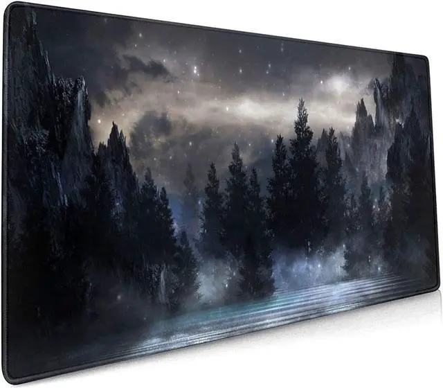 Main image of Forest Extra Large Black Gaming Mouse Pad Non-Slip Rubber Base Giant Mountain Mousepad 35.4×15.7in with Stitched Edge Waterproof Keyboard Pads Computer Desk Laptop Mat for Work Game Office Home