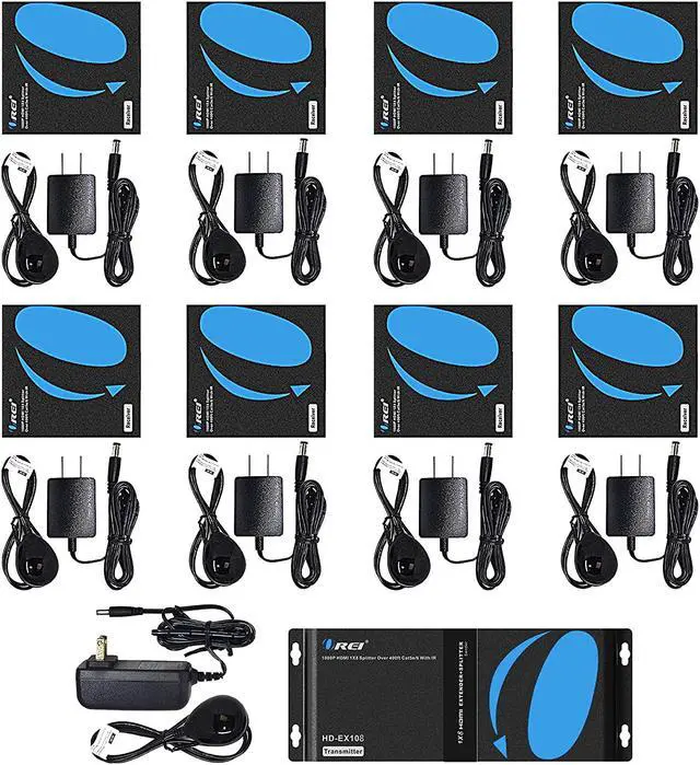 Alt view image 5 of 6 - 1080P 1x8 HDMI Extender Splitter by Orei Multiple Over Single Cable CAT5e/6/7 Full HD with IR Remote EDID Management - Up to 400 Ft - Low Latency - Full Support, 1x8 HDMI Extender - 395 FT (HD-EX108)