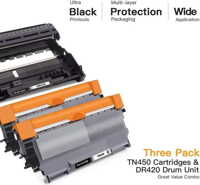Alt view image 2 of 6 - E-Z Ink (TM) Compatible Toner Cartridge and Drum Unit Replacement for Brother TN450 TN420 DR420 to use with HL-2270DW HL-2280DW HL-2230 HL-2240 MFC-7360N MFC-7860DW 2840 2940 (2 Toner 1 Drum) 3 Pack