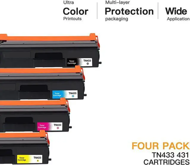 Alt view image 2 of 6 - E-Z Ink (TM) Compatible Toner Cartridge Replacement for Brother TN-433 TN433 TN433bk TN431 Compatible with HL-L8260CDW HL-L8360CDW MFC-L8610CDW MFC-L8900CDW (Black, Cyan, Magenta, Yellow, 4 Pack)