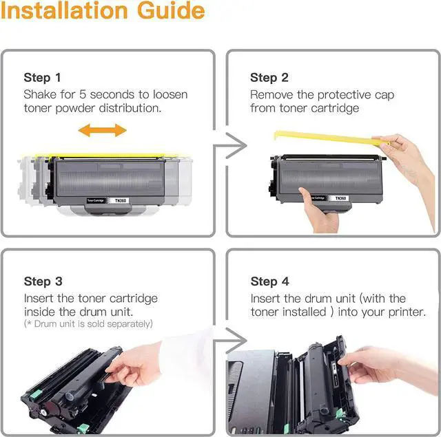 Alt view image 6 of 7 - E-Z Ink (TM) Compatible Toner Cartridge & Drum Unit Replacement for Brother TN360 TN330 DR360 DR-360 High Yield Compatible with DCP-7040 DCP-7030 MFC-7840W HL-2140 MFC-7340(2 Toner, 1 Drum Unit)