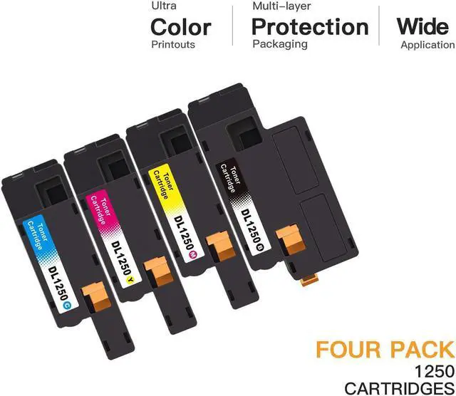 Alt view image 2 of 6 - E-Z Ink (TM) Compatible Toner Cartridge Replacement For Dell 1250 810WH C5GC3 XMX5D WM2JC to use with 1250c C1760nw C1765nfw 1350cnw 1355cn 1355cnw printer (1 Black, 1 Cyan, 1 Magenta, 1 Yellow)4 Pack