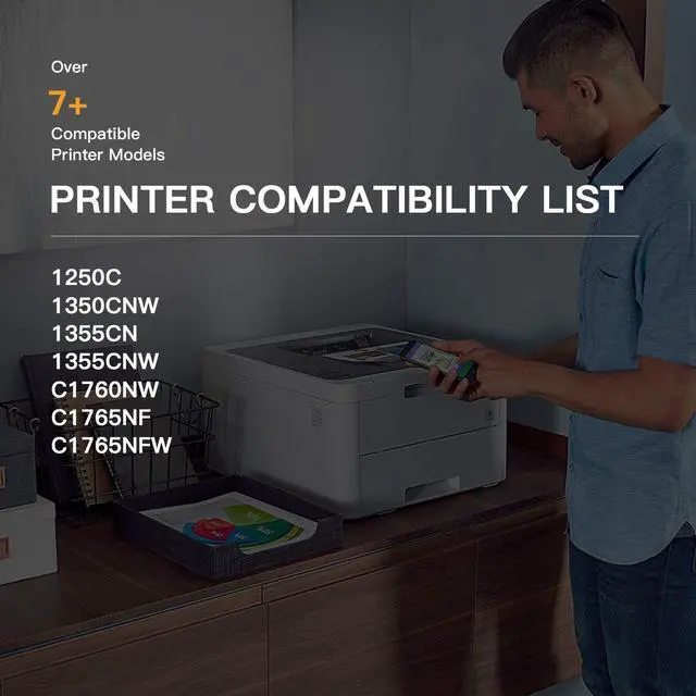 Alt view image 6 of 6 - E-Z Ink (TM) Compatible Toner Cartridge Replacement For Dell 1250 810WH C5GC3 XMX5D WM2JC to use with 1250c C1760nw C1765nfw 1350cnw 1355cn 1355cnw printer (1 Black, 1 Cyan, 1 Magenta, 1 Yellow)4 Pack