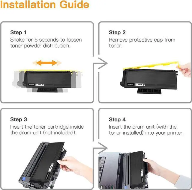 Alt view image 6 of 7 - E-Z Ink (TM) Compatible Toner Cartridge Replacement for Brother TN580 TN650 TN550 TN620 High Yield Compatible with HL-5370DW HL-5340D DCP-8060 DCP-8065DN HL-5240 HL-5250DN MFC-8660DN (Black, 2 Pack)