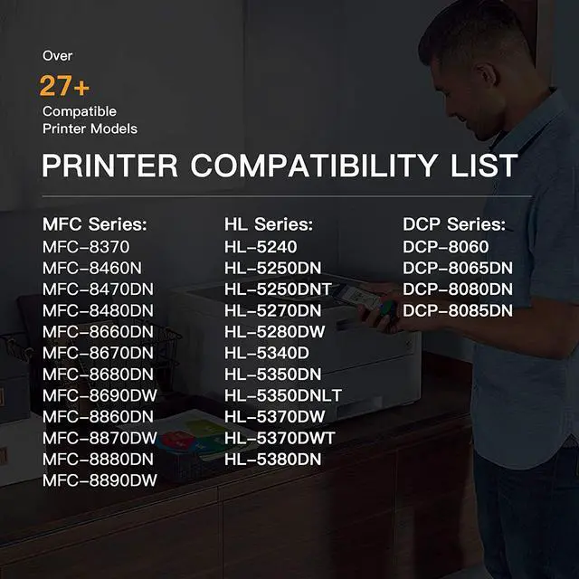 Alt view image 7 of 7 - E-Z Ink (TM) Compatible Toner Cartridge Replacement for Brother TN580 TN650 TN550 TN620 High Yield Compatible with HL-5370DW HL-5340D DCP-8060 DCP-8065DN HL-5240 HL-5250DN MFC-8660DN (Black, 2 Pack)