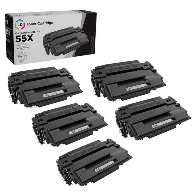 Main image of LD Products Compatible CE255X Replacements for HP 55x Toner Cartridge Black for use in Laserjet P3010, P3015n, P3015d, P3015dn, P3015x, P3015, M521dn, MFP M521dw, M525dn (HY, 5-Pack)