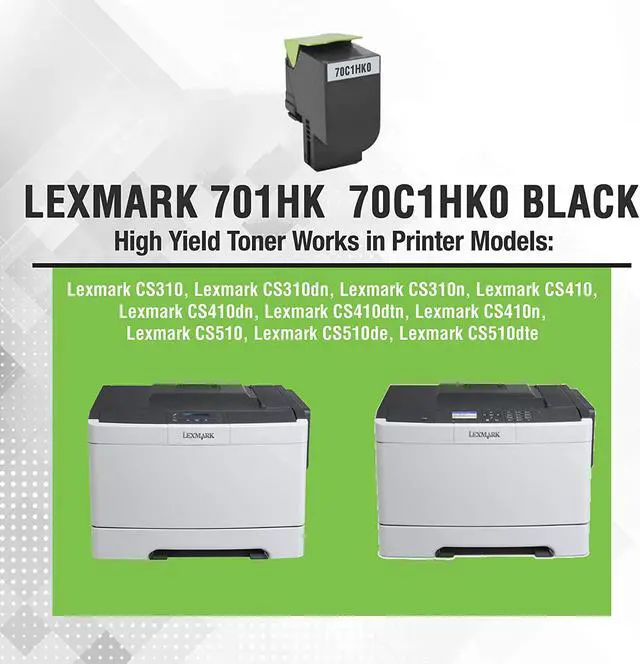 Alt view image 2 of 6 - Be Green Ink Compatible Replacement Black Toner Cartridge for Lexmark CS310dn CS410dn CS310n CS310 CS510de CS410n CS 410 CS510 CS410dtn CS510dte - 701HK 70C1HK0 Black Toner (High Yield)