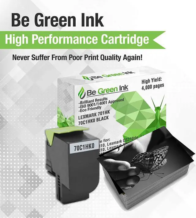 Alt view image 3 of 6 - Be Green Ink Compatible Replacement Black Toner Cartridge for Lexmark CS310dn CS410dn CS310n CS310 CS510de CS410n CS 410 CS510 CS410dtn CS510dte - 701HK 70C1HK0 Black Toner (High Yield)