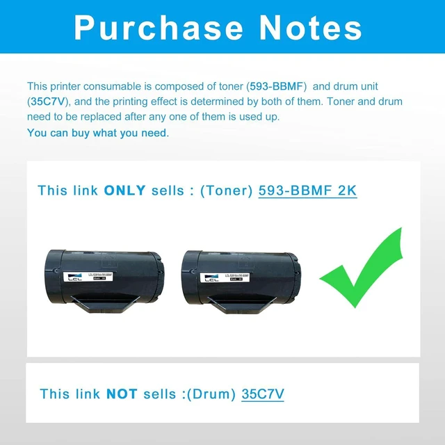 Alt view image 2 of 6 - LCL Compatible Toner Cartridge Replacement for Dell H815dw S2815dn S2810dn 593-BBMF 593-BBML 6000 Pages (2-Pack,Black) Toner Cartridge for Dell H815 H815dw S2810dn S2815dn