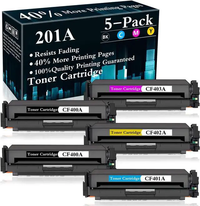 Main image of Ennovor 5-Pack (2BK+C+Y+M) 201A | CF401A CF402A CF403A Toner Cartridge Replacement for HP Color Laserjet Pro MFP M277dw MFP M277n MFP M277c6 M252dw M252n M277 M252 Printer,Sold by TopInk