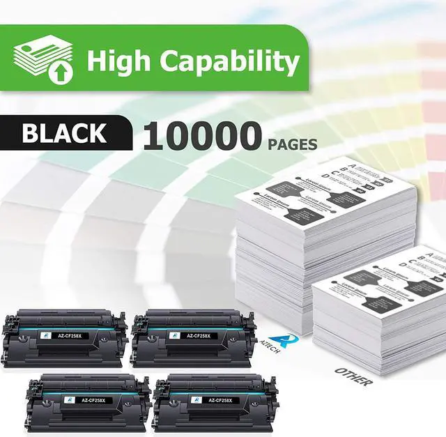 Alt view image 2 of 7 - Ennovor Aztech 58X CF258X M404n Black High Yield Toner Cartridge Replacement for HP 58X CF258X 58A CF258A for HP Pro M404n M404dn MFP M428fdw M428fdn M404dw M428dw M404 M428 M406 Printer Ink (4-Pack)