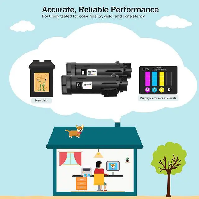 Alt view image 5 of 6 - Cartlee 2 Black Compatible High Yield Laser Toner Cartridges Replacement for Dell H625cdw H825cdw S2825cdn H625 H825 s2825 Smart Color Multifunction Printers Ink