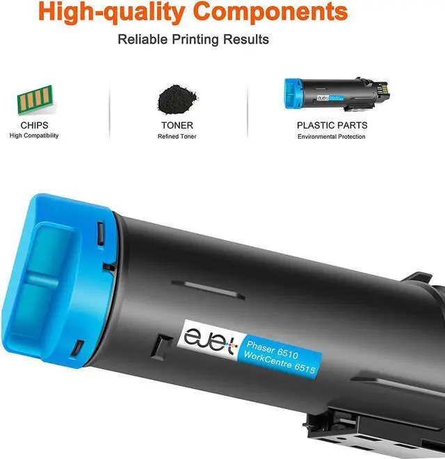 Alt view image 2 of 6 - ejet Compatible Toner Cartridge Replacement for Xerox Phaser 6510 WorkCentre 6515 Printer High Capacity (1 Black 106R03480, 1 Cyan 106R03477, 1 Magenta 106R03478, 1 Yellow 106R03479, 4-Pack)