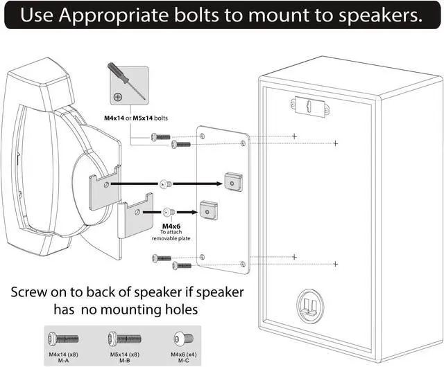 Alt view image 6 of 6 - Mount-It! Heavy-Duty Speaker Wall Mount, Universal Adjustable Design for Bookshelf, Large or Small Speakers, 1 Pair, 22 Lbs Capacity, Black