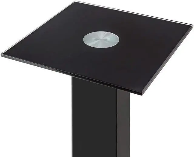 Alt view image 6 of 11 - Monoprice Elements Speaker Stand - 28 Inch (Pair) With Cable Management, Strong Tempered Glass Base With Floor Spikes