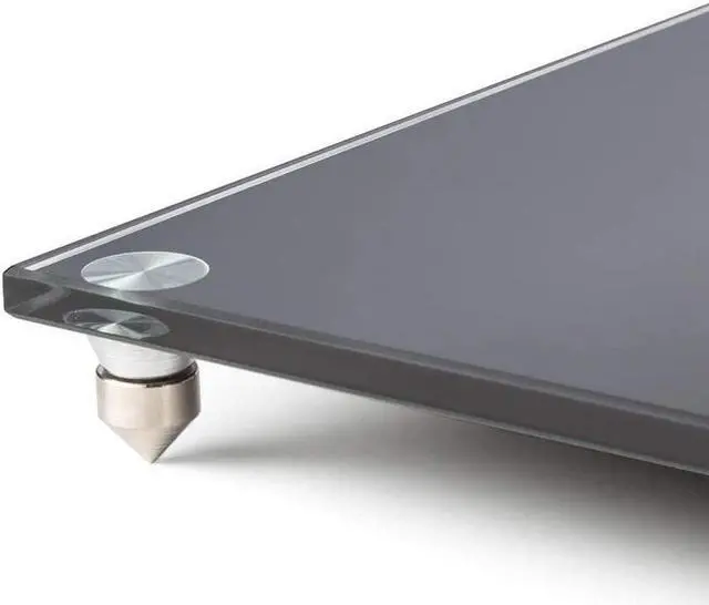 Alt view image 7 of 11 - Monoprice Elements Speaker Stand - 28 Inch (Pair) With Cable Management, Strong Tempered Glass Base With Floor Spikes