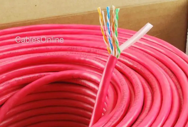 Alt view image 3 of 3 - CablesOnline, 250FT Solid CAT6E CMR 550-Mhz, High-Performance 23-AWG Copper Bulk Cable, Red, U6-B250R