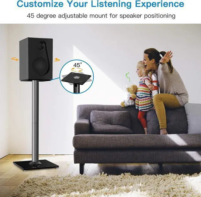 Alt view image 7 of 7 - Universal Floor Speaker Stands 26 Inch for Surround Sound Klipsch Sony Edifier Yamaha Polk & Other Bookshelf Speakers Weight up to 22lbs - 1 Pair