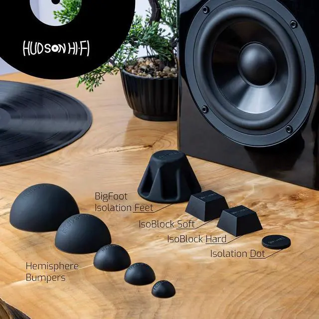 Alt view image 6 of 7 - Speaker Isolation Feet (8-Pack, 2.5") Adhesive Silicone Anti-Vibration Pads for Speakers, Turntables, Subwoofers & Amplifiers, Supports 50-100 lbs Per Pad
