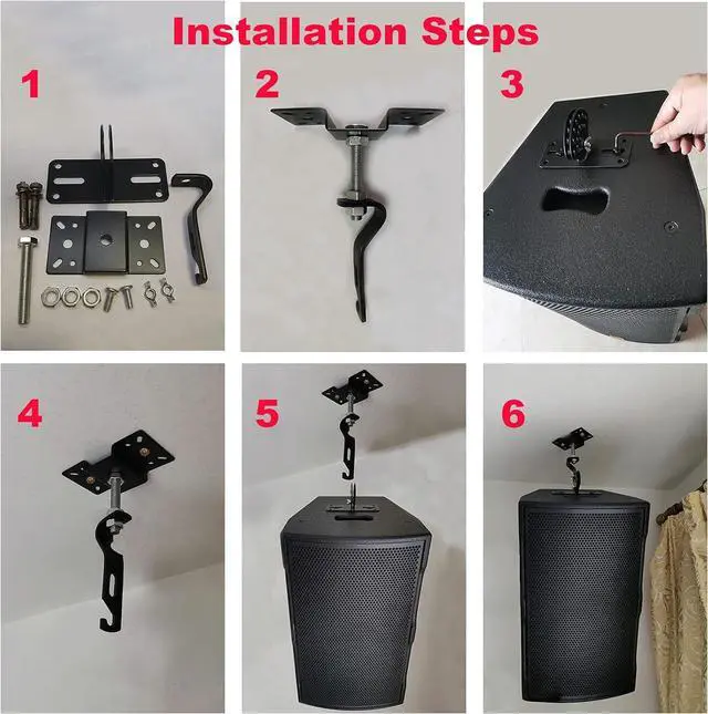 Alt view image 5 of 6 - Ceiling Speaker Mount,Swivel & Tilt, Speaker Ceiling Mount Bracket Compatible with Most 8" 10" 12" 15" Speakers,Hold up to 100lbs,SPS-506D (2 Packs Black)