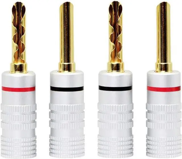 Main image of C Gold Plated Banana Plugs Speaker BFA Style Zigzag Type Screw Locking Plug for DIY Speaker Wire,Insulated Connector, Home Theater (4pcs)