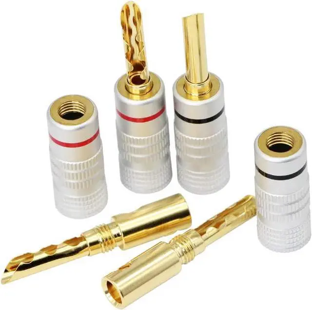 Alt view image 2 of 5 - C Gold Plated Banana Plugs Speaker BFA Style Zigzag Type Screw Locking Plug for DIY Speaker Wire,Insulated Connector, Home Theater (4pcs)