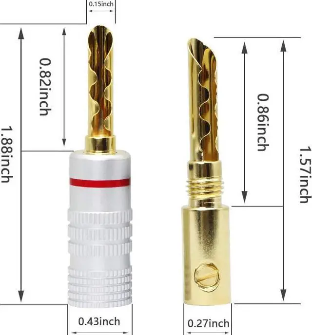 Alt view image 3 of 5 - C Gold Plated Banana Plugs Speaker BFA Style Zigzag Type Screw Locking Plug for DIY Speaker Wire,Insulated Connector, Home Theater (4pcs)