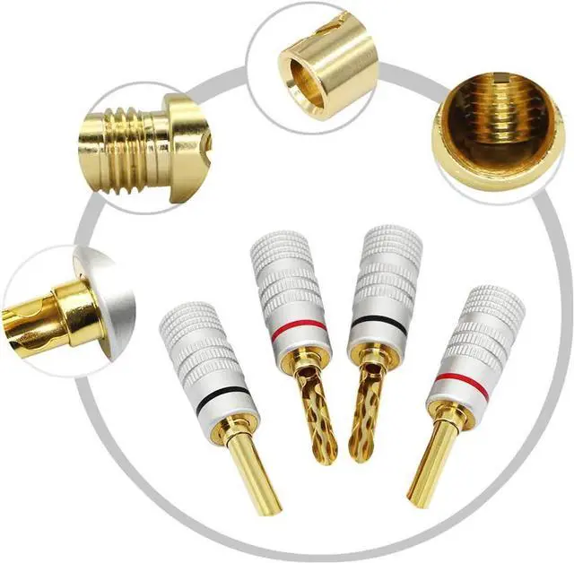 Alt view image 4 of 5 - C Gold Plated Banana Plugs Speaker BFA Style Zigzag Type Screw Locking Plug for DIY Speaker Wire,Insulated Connector, Home Theater (4pcs)