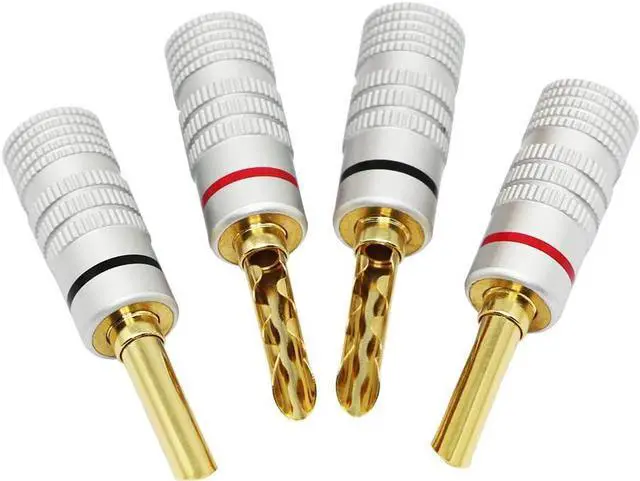 Alt view image 5 of 5 - C Gold Plated Banana Plugs Speaker BFA Style Zigzag Type Screw Locking Plug for DIY Speaker Wire,Insulated Connector, Home Theater (4pcs)