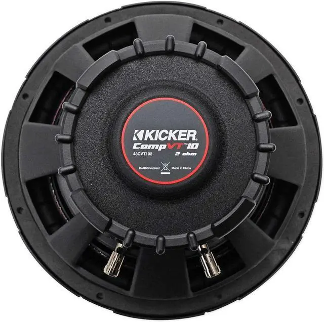 Alt view image 5 of 7 - KICKER 43CVT102 COMPVT 10" 800w SVC 2-Ohm Slim Shallow Car Subwoofer Sub CVT10-2 Bundle with (2) Rockville RPB3-BLACK Portable Bluetooth Speakers (3 Items)