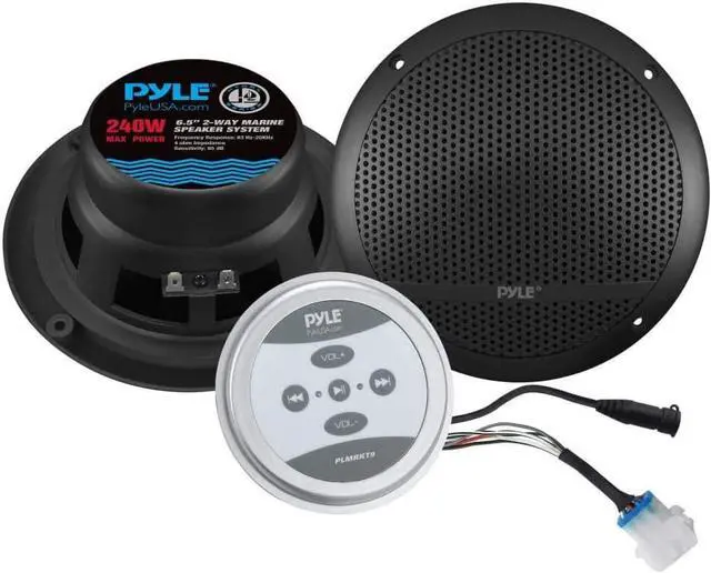Main image of 240 Watts Bluetooth Marine Grade 6.5" 2-Way Speaker System, Amplified Full Range Stereo Sound, Flush Mount Dual Cone Dome Waterproof Universal Use, With Aux 3.5mm Input pair