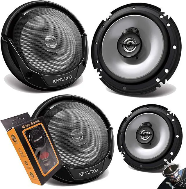Main image of 2 Pairs of KFC-1666S 600W Max (60W RMS) 6.5" KFC 2-Way Coaxial Car Speakers (4 Speakers) with Gravity Magnet Phone Holder Bundle