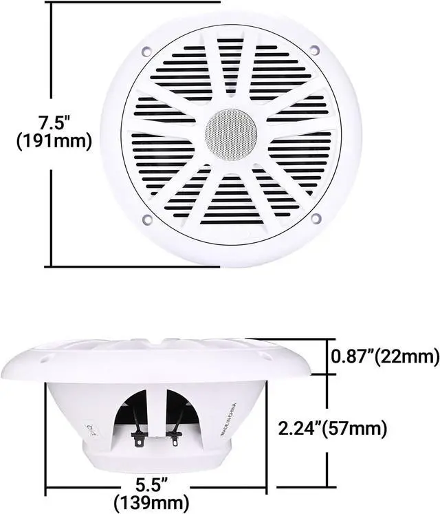 Alt view image 4 of 7 - Audio System Stereo Speaker Package, Bluetooth, MP3 USB AM FM Marine Stereo - 2 x 6.5 Inch White Speakers, Antenna