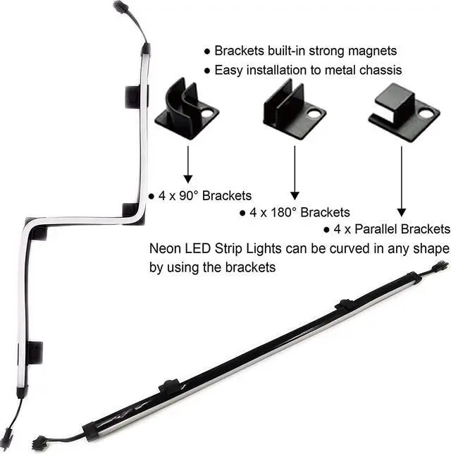 Alt view image 5 of 7 - Addressable RGB PC LED Strip AG-NEON-LS1 Diffused Silicon Rubber Tube Neon Strip for 5V 3-pin argb Header or AG-DRGB16 SignalRGB Controller(Not Included) Come with Magnetic Brackets
