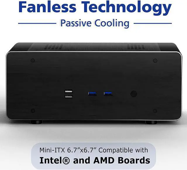 Alt view image 5 of 7 - Akasa Maxwell Pro | Mini ITX Case | Internal Power Adapter & External Power Brick & US Lead | 100% Aluminum Fanless Case | Included Thermal Modules, Copper Heatpipes and 2X PSU Units