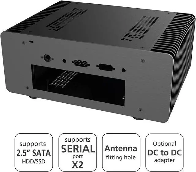 Alt view image 6 of 7 - Akasa Maxwell Pro | Mini ITX Case | Internal Power Adapter & External Power Brick & US Lead | 100% Aluminum Fanless Case | Included Thermal Modules, Copper Heatpipes and 2X PSU Units