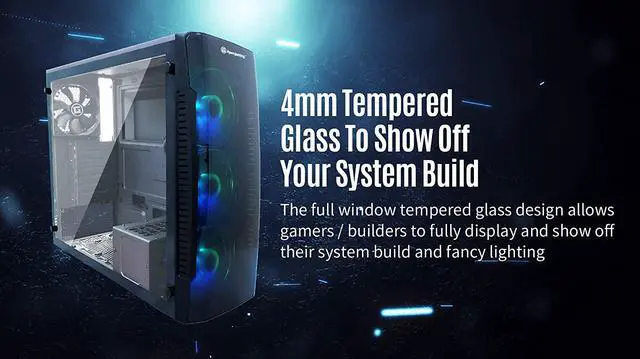 Alt view image 4 of 6 - ApexGaming S600PT ?SAVITAR ARGB Deluxe ?Mid Tower Gaming Case Pre-Installed LED 3 x ARGB Cooling Fan (Compatible ASUS/GBT/MSI MB) / Clear Tempered Glass SidePanel, DuskFilter & Rear Cooling Fan