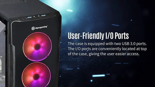 Alt view image 5 of 6 - ApexGaming S600PT ?SAVITAR ARGB Deluxe ?Mid Tower Gaming Case Pre-Installed LED 3 x ARGB Cooling Fan (Compatible ASUS/GBT/MSI MB) / Clear Tempered Glass SidePanel, DuskFilter & Rear Cooling Fan