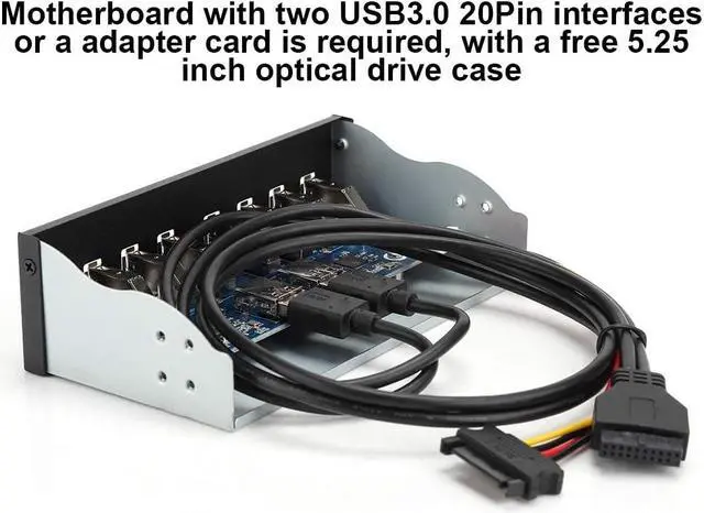 Alt view image 4 of 7 - Front Panel USB 3.0 Hub 8 Port,19 Pin to 8 Port USB 3.0 Hub for PC, 8 Ports Hub Optical Drive Extension Front Panel Adapter for PC Computer Case Front Bay