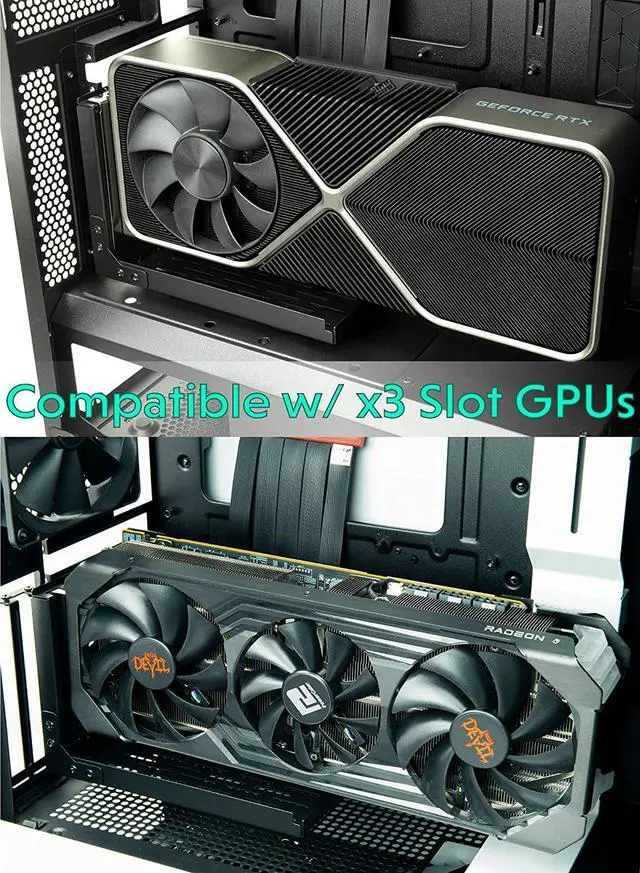 Alt view image 3 of 7 - LINKUP Vertical GPU Mount Loop Bracket Graphic Card Holder with LINKUP Ultra PCIe 4.0 X16 Gen4 Riser Cable 90 Degree Right Angle 20cm Black Kit