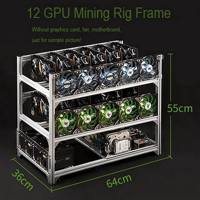 Alt view image 7 of 7 - YJYGR Mining Rig Frame 12 GPU Open-Pit Mining Machine Frame Case Mining Coin Ring Support Bracket Case Frame Transfer Mining Rack (Size : 12 GPU)