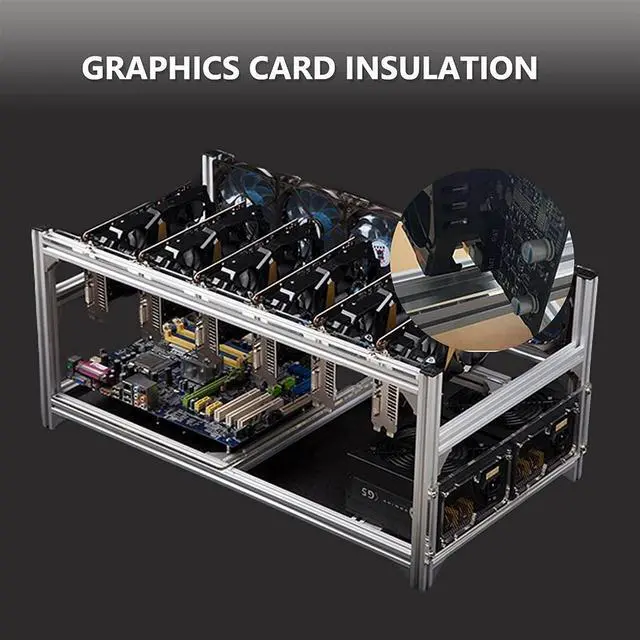 Alt view image 4 of 7 - YJYGR Bitcoin Mining 6 GPU Frame, Dual Power Aluminum Mining Rig Open Air Case Stackable, Mining Rig Chassis Server Rack for Ethereum 25 14 14in
