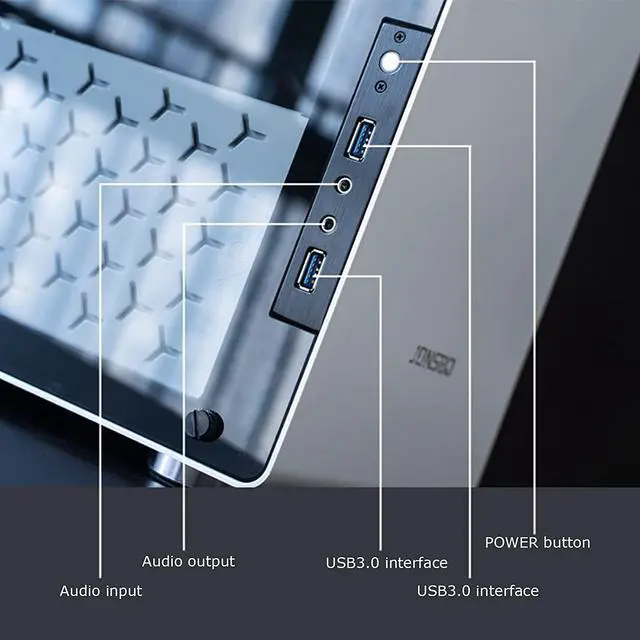 Alt view image 5 of 7 - Computer Case, Mid-Tower Computer Case, Desktop DIY Host,Silver/White Computer Case Full Side Transparent ATX Desktop Console Game Water-Cooled MATX (Color : White)