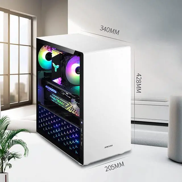 Alt view image 2 of 7 - Computer Case, Mid-Tower Computer Case, Desktop DIY Host,Silver/White Computer Case Full Side Transparent ATX Desktop Console Game Water-Cooled MATX (Color : White)