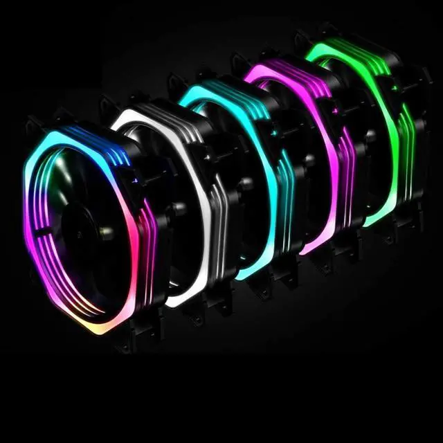 Alt view image 3 of 7 - 120mm RGB Color Case Fans 11- Blades Quiet Computer Cooling PC Fans RGB Color Changing LED Fan with Remote Control Music Rhythm Sync & ARGB Motherboard Sync (4 Pack Fan+Music Controller)