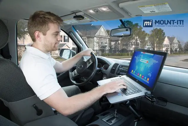 Alt view image 3 of 7 - Mount-It! Laptop Vehicle Mount, No-Drill Computer Seat Mount, Full Motion Adjustable Design for Auto, Truck, Car, Van Use